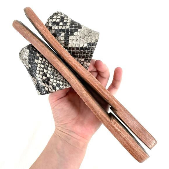 Freebird by Steven Golden Leather Sandals Python Snakeskin Reptile Slides Size 6 - Picture 5 of 13